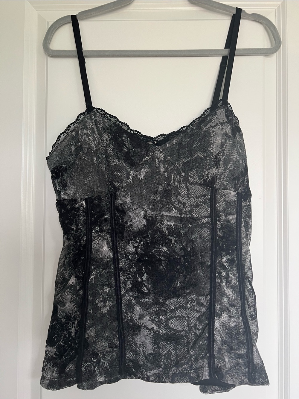 Y2K Grunge Snakeskin Mesh Corset Cami Top XL